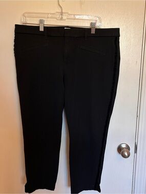 GAP Black Cropped Tuxedo Dress Pants with Side Stripe